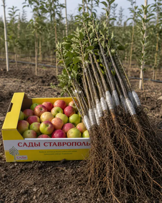 Оптовая партия однолетних саженцев яблони на подвое М9 в питомнике под Ставрополем